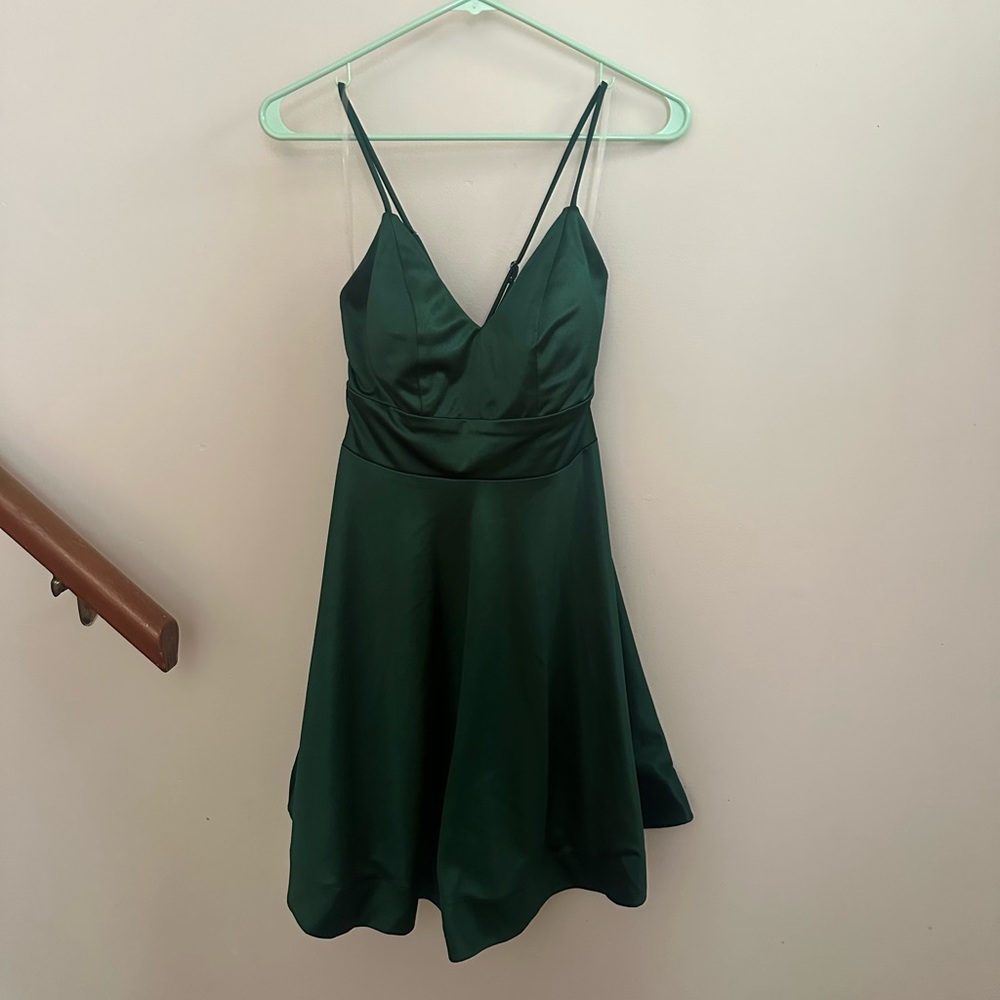 Forest green cross back dress
